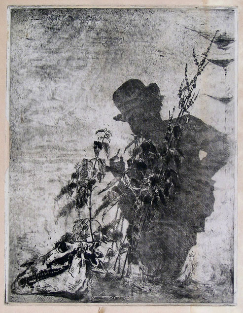 Luigi Conconi, self-portrait as a shadow, an early state
